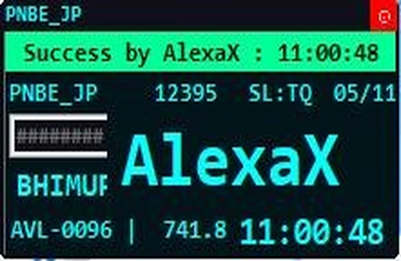 AlexaX Tatkal ticket confirmed — train ticket booked automatically via AlexaX